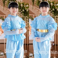 SPS 🌸 เสื้อลูกไม้เด็ก หญิง - ราคาเฉพาะเสื้อ ผ้านุ่ม ใส่ไม่คัน อก 4 5 6 7 8 9 10 11 ขวบ เสื้อลูกไม้สีฟ้า ชุดไทยเด็ก ร5 Girl Blouse