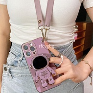 Casing iphone 13 Pro Max case iphone 13 iphone 13 Pro iphone 13 mini Electroplating Astronauts Holder Soft Case With Lanyard