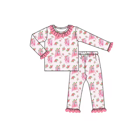 Boutique Girl Ballet Shoes Pajama Set Loungewear Outfit Kids Little Girl Nightgown