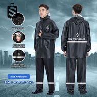 SKY TRAVELLER Motorcycle Waterproof Rain Coat Set Suit Double Placket Rain Coat Jacket And Rain Pant