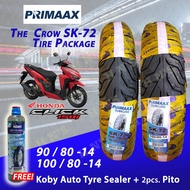 PRIMAAX Tubeless Tires SK-72 Set for Honda Click 150i ( 90/80-14 , 100/80-14 ) 2 pcs Front and Rear 