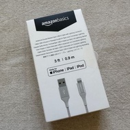 🇺🇸 apple授權 iphone lightning cable 0.9m 尼龍 充電線 Amazon Basics mfi認證 mfi certified (叉電線 差電線)