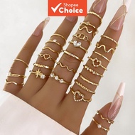 Gold 28Pcs Bohemian Knuckle Rings Set for Women Party Vacation and Leisure