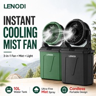 LENODI Camping Spray Fan, Cooling Fan Portable Bucket Fan Camping Fan Mist Spray Fan USB Rechargeabl