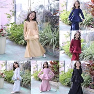 Coolelves Baju Raya Budak Baju Kurung Moden Peplum Lace Hitam Nude
