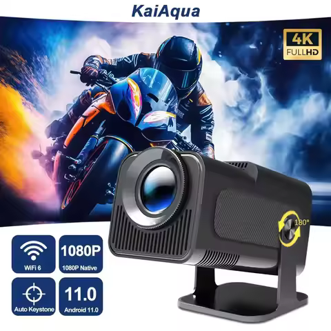KaiAqua 4K Native 720P Android 11 Projector 300ANSI HY320 Dual Wifi6 BT5.0 Cinema Outdoor Portable P