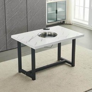 AYIJIE | Multi-function Marble Dine-in Table With Gas & Induction Cooker Integrated