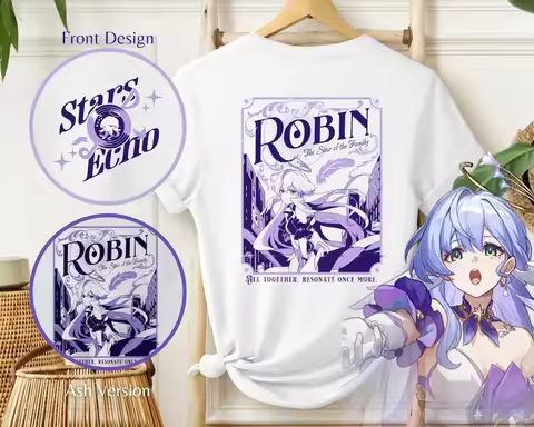 Anime Robin Themed T-shirt HSR Honkai Star Rail Vintage Modern T-Shirts Otaku Tshirts Tshirt Apparel
