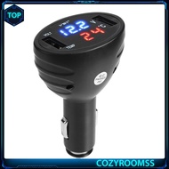 3in1 Car Cigarette 12V Dual USB Charger LED Thermometer Voltmeter CO