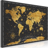 Canvas Wall Art Print World Map 35x24 In 1pcs Home Decor Framed Stretched Picture Photo Painting Art