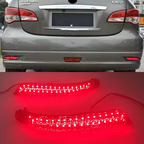 2Pcs For Nissan Almera Bluebird Sylphy 2009 2010 2011 LED Car Rear Bumper Reflector Light Brake Back