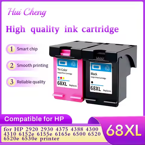 2PCS ink cartridge 68 XL 68XL Compatible for HP 2920 2930 4375 4388 4300 4310 6152e 6155e 6165e 6500