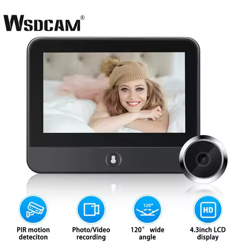 Wsdcam Wifi Doorbell 120 Degree Wide Angle Peephole Doorbell 1080P Digital Doorbell Viewer Motion De