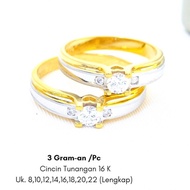 cincin tunangan emas asli 700 70% 16k couple ring nikah putih 3 gram g - no.1