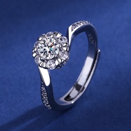 Petchara Jewelry แหวนเพชรโมอีสผู้หญิง 50 ตังค์ เงินแท้ S925 น้ำ 100-98 D-VVS1 : D2018