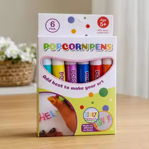 Diy Bubble Popcorn Painting Pen Magic 6-Color Bubble Pen 3d Art Pen Children'S Painting Coloring Cre