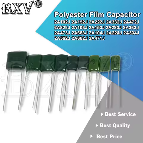 Polyester Film Capacitor 100V 220nF 330nF 2A224J 2A334J 2A102J 2A152J 2A222J 2A332J 2A472J 2A822J 2A
