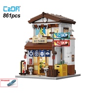 Cada LED City Japanese Style Canteen House Architecture Building Blocks Late Night Canteen Figures B