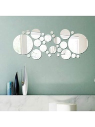 32片小圓鏡貼紙套裝,時尚3d可拆式裝飾性牆貼,適用於客廳、餐廳、臥室、浴室、派對裝飾,節日裝飾