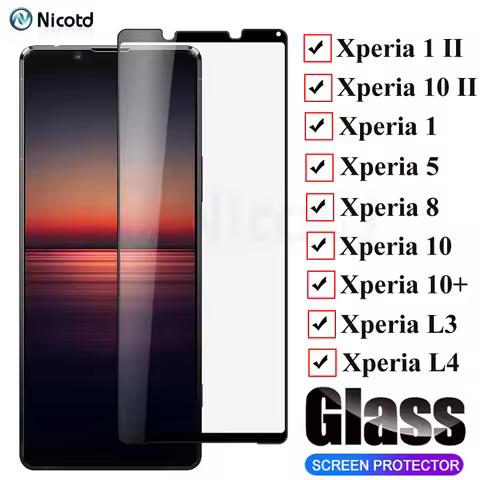 For Sony Xperia 1 II 10 II Full Cover Tempered Glass On For Sony Xperia 10 Plus 10 8 5 1 L3 L4 Full 