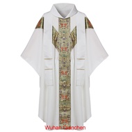 White Church Clergy Vestments Catholic  Pastor  Priest Chasuble  Robe