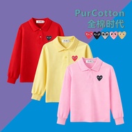 PLAY CDG Embroidery heart Cotton kids shirt tops Cotton POLO long sleeved shirt girl Kids shirt K112