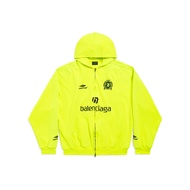 Balenciaga Paris Soccer Zip Up Hoodie Medium Fit Sweatshirt Mens Neon Green 744457TPVS67110