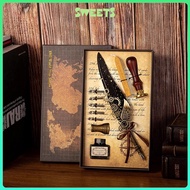 Vintage Feather Pen Set Calligraphy Dip Pen Mechanical Feather Pen Kit Fountain Dip Pen And Ink Set