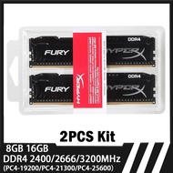 HyperX Memoria DDR4 RAM 16GB 2x8GB 32GB 2x16GB Kit 3200 2400 2666MHz Desktop Memory 288Pins 1.2V