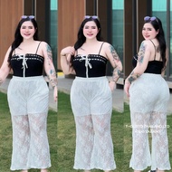 A21กางเกงสาวอวบลายลูกไม้ขาม้าน่ารักสไตล์เกาหลีขายาว-สาวอวบพลัสไซส์ (รุ่นเนื้อผ้าเกรดA )