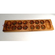 Congkak - Wooden game - Foldable set with Marble/Congkak Kayu Lipat Free Guli