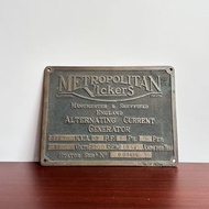 隱物 20世紀英國電氣公司Metropolitan-Vickers 發電機標示牌