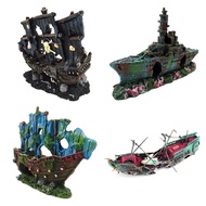 Pirate Ship Landscaping Fish Tank Landscaping Decoration Ship Hiding House Decoration Ship Hollow Re