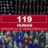 Autodesk | AutoCad 2025 | 119 Human CAD BLOCK MATERIALS for Architectural Design