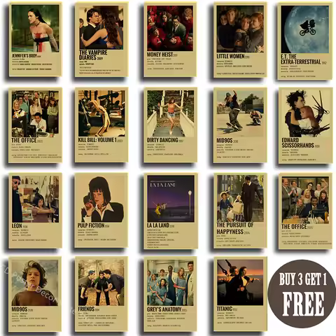 53 Types of Classic Movie Retro Posters Film Dirty Dancing Kill Bill Prints Poster Home Room Decor A