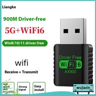 wujiaxin 1ชิ้น dongle 2in1แบบ Dual Band 2.4G 5GHz USB WiFi 6 Network WLAN Receiver DRIVER Free 900Mb