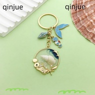 QINJUE Key Ring, Shiny Pendant Zinc Alloy Car Key Chain, High Quality Durable Sea Horse Conch Marine Animal Pendant DIY Jewelry Decorate
