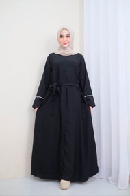 ABAYA LUBNA JETBLACK PREMIUM GAMIS HITAM PEKAT ABAYA LENGAN LIS ABAYA HITAM PEKAT