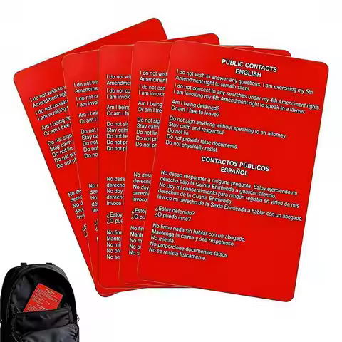 1/5PCS Red Know Your Rights Card, Dual-Language Printed Rights Card Pocket-Sized Rights Card,Non-Cit