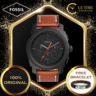 [Authentic *FREE BRACELET*] Fossil Machine Chronograph Luggage Leather Men Watch Jam Tangan Lelaki F