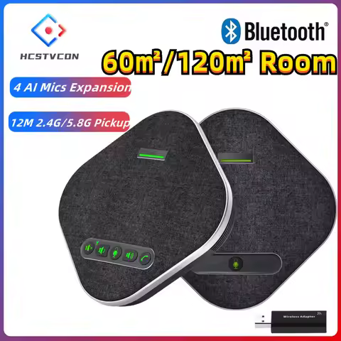 Conference Speakerphone 4 AI Mics Expansion Mics Bluetooth Wireless Reciver 12M 2.4G/5.8G Voice Pick