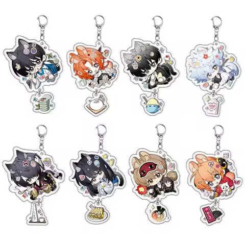 8Pcs/Set Anime Gintama Shimura Shinpachi Okita Sougo Cosplay Costume Acrylic Key Chain Keychain Pend