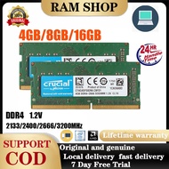 Crucial Ram DDR4 Notebook So-dimm 8GB 4GB 16G 32GB 2400MHZ 2666MHZ 2133MHZ 1.2V For Laptop