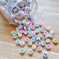 English Words Colorful Beads Flat Round Letter Beads Colorful 4 Colorful Beads 7mm Letter Beads diy 