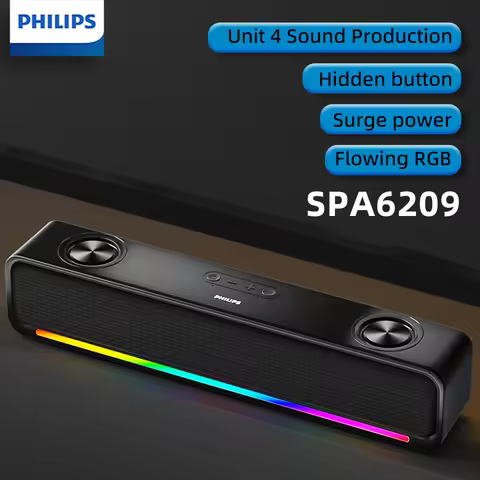 Philips SPA6209 Multimedia Desktop Speaker Wireless 5.3 Double Horn RGB Gaming Music Soundbar for Co