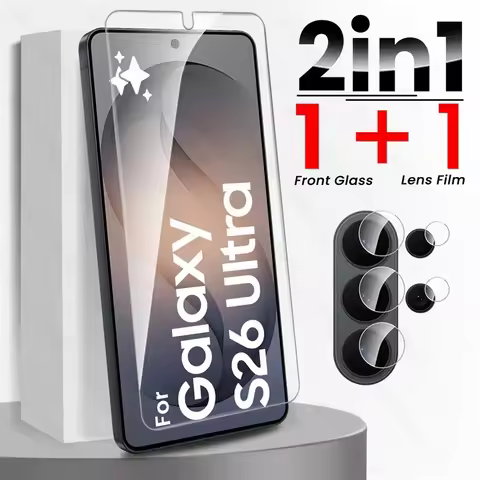 for Samsung S26 Ultra Case 2To1 9H Clear Tempered Glass Screen Protector for Galaxy S 26 26+ 26Ultra
