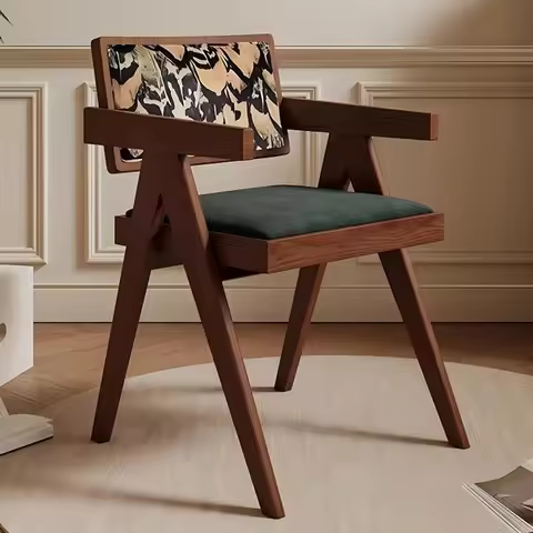 Wooden Armrest Dining Chairs Armrest Rattan High Back Dining Chair Relaxing Designer Sedie Sala Da P