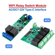 AC DC7-32V 2CH 3CH 4CH 2/3/4 Way For  WIFI Relay Switch Module Type-C Interface Ewelink APP System f