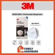 3M KN95 9501+ Particulate Respirator 9501 Knitted Ear Loop Face Mask with Standard Size 2pcs Box Topeng muka 口罩面罩 FAMILY