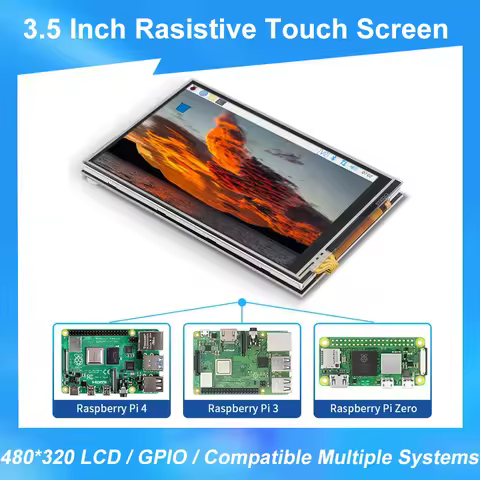 3.5 inch Raspberry Pi 4 Touch Screen 480*320 LCD GPIO Display Monitor ABS Case Cooling Fan for Raspb